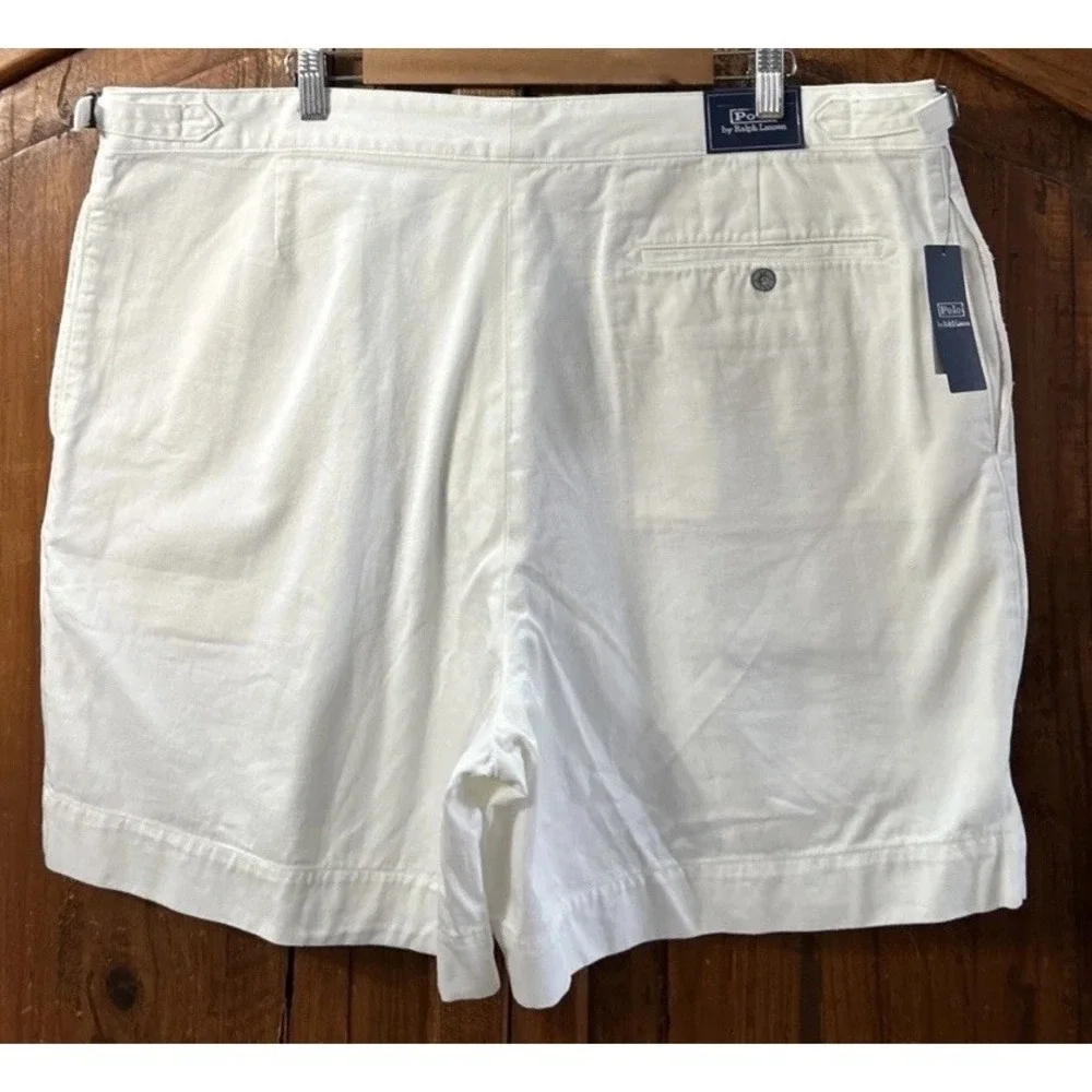NWT Mens Polo Ralph Lauren Chino Shorts‎ Pleated Side Buckles Sz 42 7
